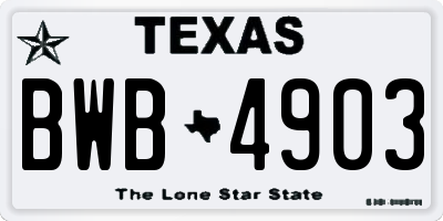 TX license plate BWB4903