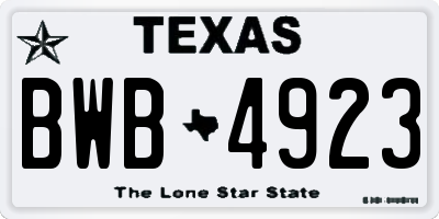 TX license plate BWB4923