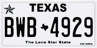 TX license plate BWB4929