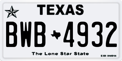 TX license plate BWB4932