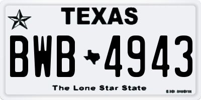 TX license plate BWB4943