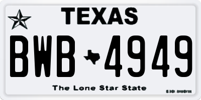 TX license plate BWB4949