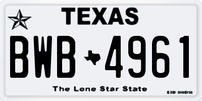 TX license plate BWB4961