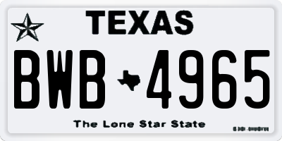TX license plate BWB4965