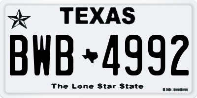 TX license plate BWB4992