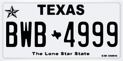TX license plate BWB4999