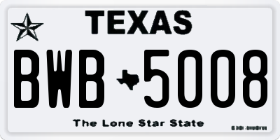 TX license plate BWB5008