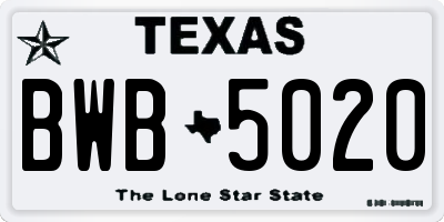 TX license plate BWB5020