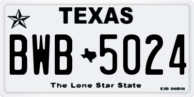 TX license plate BWB5024