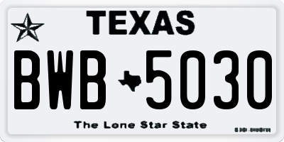 TX license plate BWB5030