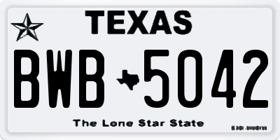 TX license plate BWB5042