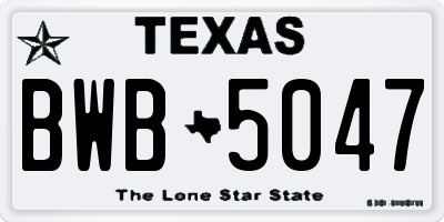TX license plate BWB5047