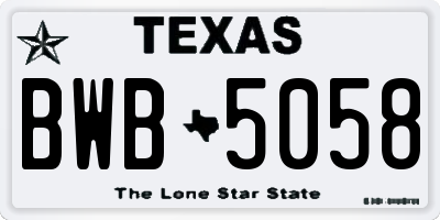 TX license plate BWB5058