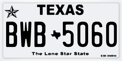 TX license plate BWB5060