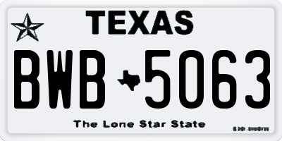 TX license plate BWB5063