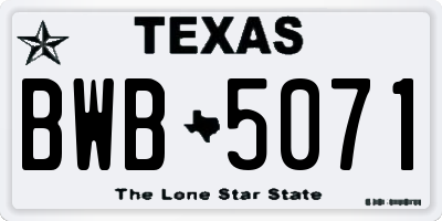 TX license plate BWB5071
