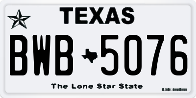 TX license plate BWB5076