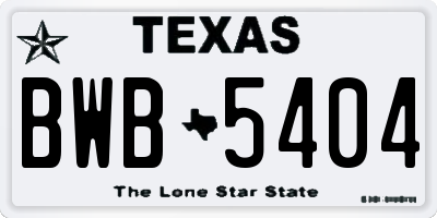 TX license plate BWB5404