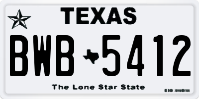 TX license plate BWB5412