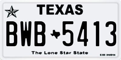 TX license plate BWB5413