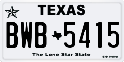 TX license plate BWB5415