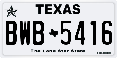 TX license plate BWB5416