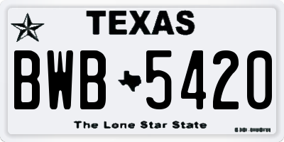 TX license plate BWB5420