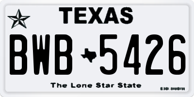 TX license plate BWB5426