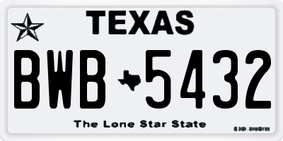 TX license plate BWB5432