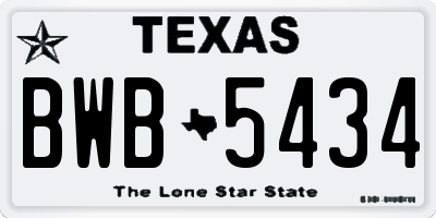TX license plate BWB5434