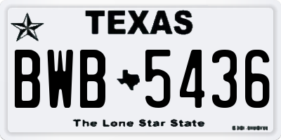TX license plate BWB5436