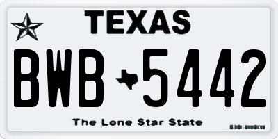 TX license plate BWB5442