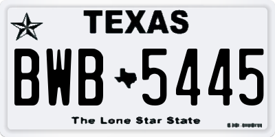 TX license plate BWB5445