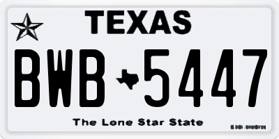 TX license plate BWB5447