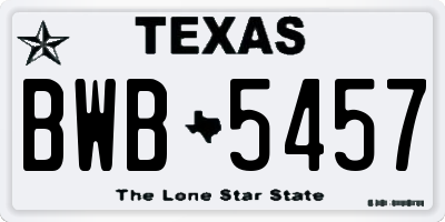 TX license plate BWB5457