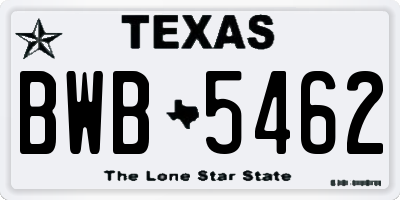 TX license plate BWB5462