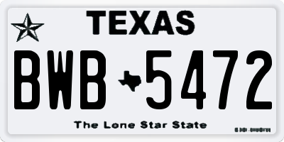 TX license plate BWB5472