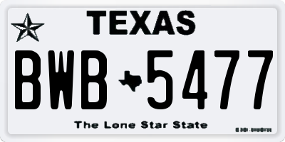 TX license plate BWB5477