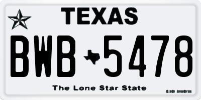 TX license plate BWB5478