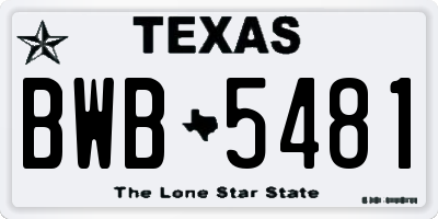 TX license plate BWB5481