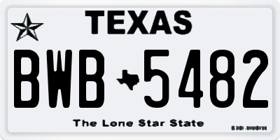TX license plate BWB5482