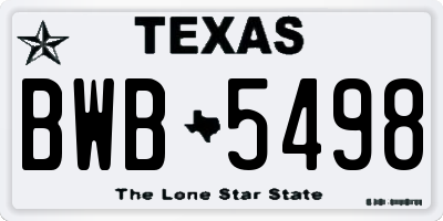 TX license plate BWB5498