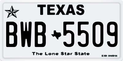 TX license plate BWB5509