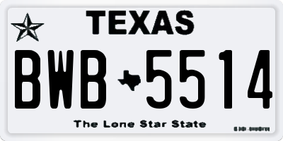 TX license plate BWB5514
