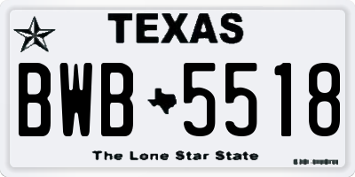 TX license plate BWB5518