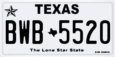 TX license plate BWB5520