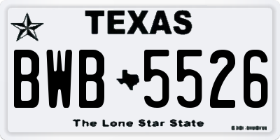 TX license plate BWB5526