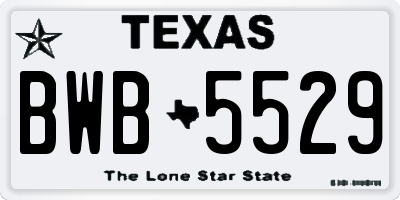 TX license plate BWB5529