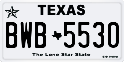 TX license plate BWB5530