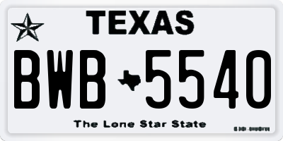 TX license plate BWB5540